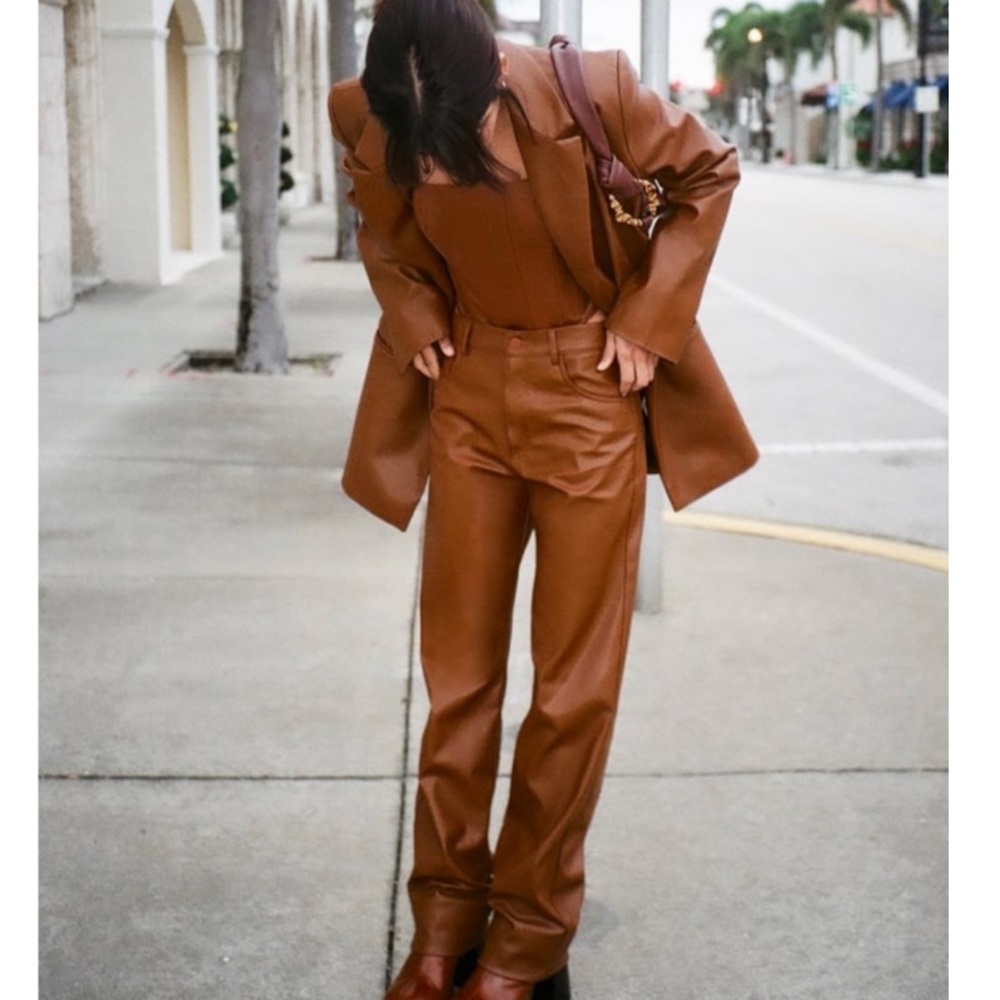 NWT Zara faux leather straight leg pants